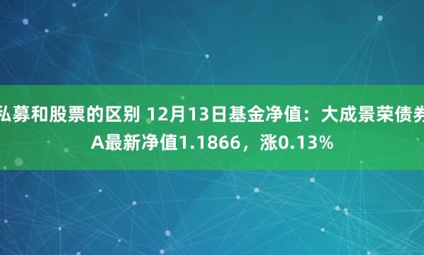 私募和股票的区别 12月13日基金净值:大成景荣债券A最新净值1.1866,涨0.13%