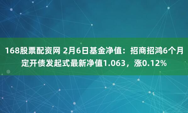 168股票配资网 2月6日基金净值:招商招鸿6个月定开债发起式最新净值1.063,涨0.12%