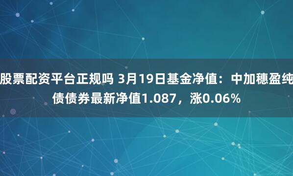 股票配资平台正规吗 3月19日基金净值:中加穗盈纯债债券最新净值1.087,涨0.06%