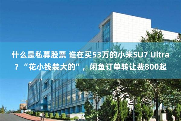 什么是私募股票 谁在买53万的小米SU7 Ultra？“花小钱装大的”，闲鱼订单转让费800起