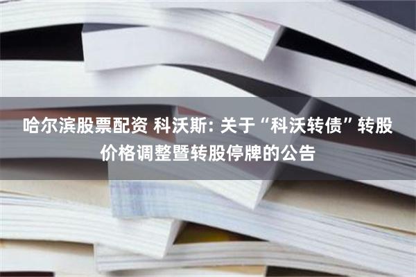 哈尔滨股票配资 科沃斯: 关于“科沃转债”转股价格调整暨转股停牌的公告