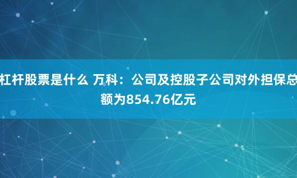 杠杆股票是什么 万科：公司及控股子公司对外担保总额为854.76亿元