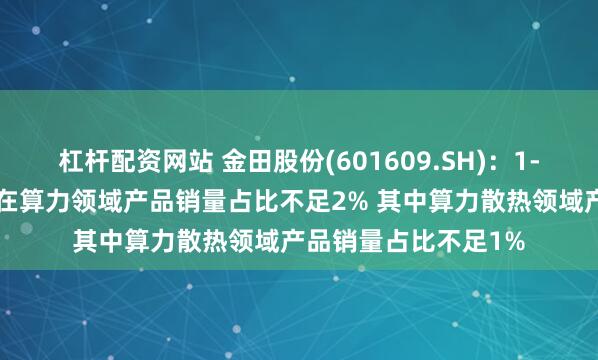 杠杆配资网站 金田股份(601609.SH)：1-7月公司铜排等产品在算力领域产品销量占比不足2% 其中算力散热领域产品销量占比不足1%