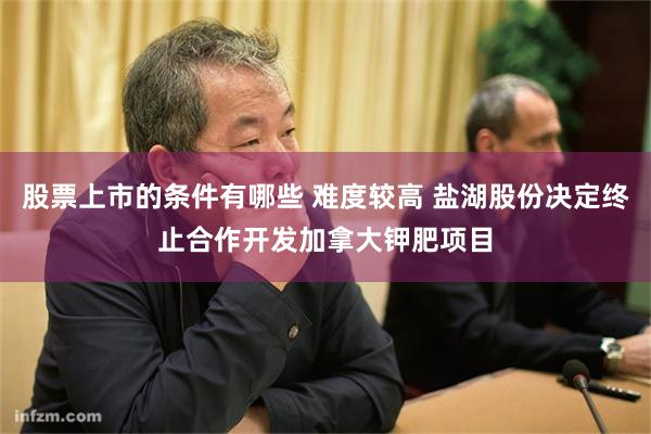 股票上市的条件有哪些 难度较高 盐湖股份决定终止合作开发加拿大钾肥项目