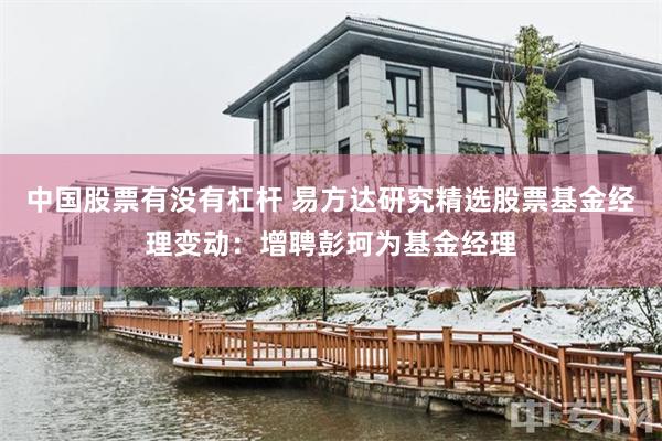 中国股票有没有杠杆 易方达研究精选股票基金经理变动：增聘彭珂为基金经理