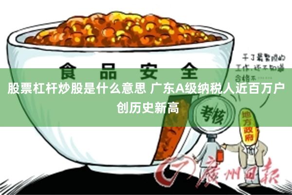 股票杠杆炒股是什么意思 广东A级纳税人近百万户 创历史新高
