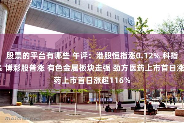 股票的平台有哪些 午评:港股恒指涨0.12% 科指涨0.62% 博彩股普涨 有色金属板块走强 劲方医药上市首日涨超116%