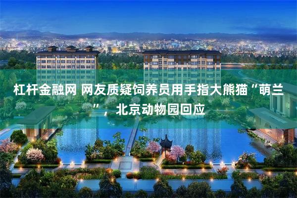 杠杆金融网 网友质疑饲养员用手指大熊猫“萌兰”，北京动物园回应