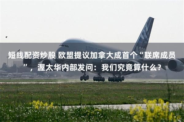 短线配资炒股 欧盟提议加拿大成首个“联席成员”，渥太华内部发问：我们究竟算什么？