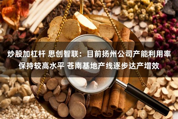 炒股加杠杆 思创智联：目前扬州公司产能利用率保持较高水平 苍南基地产线逐步达产增效
