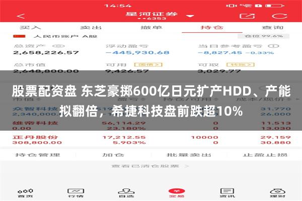 股票配资盘 东芝豪掷600亿日元扩产HDD、产能拟翻倍，希捷科技盘前跌超10%